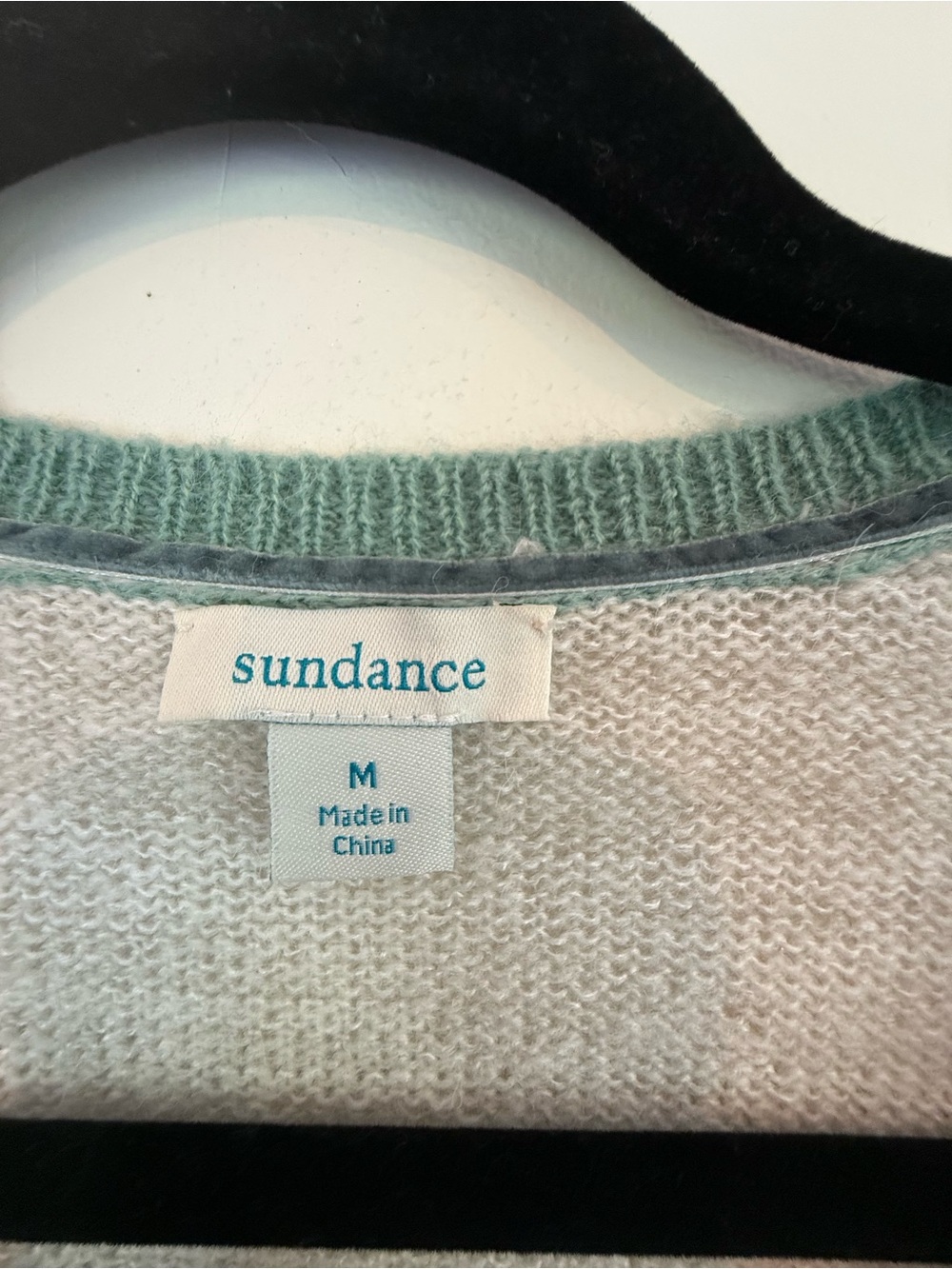 Sundance Cardigan with Pink Floral Embroidery and Mint Trim - Picture 2 of 4